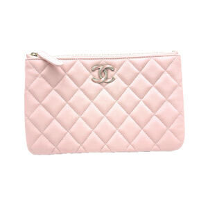 CHANEL Pink Caviar Leather Pouch